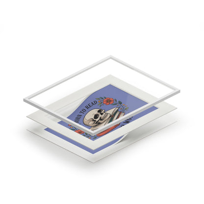 Born to Read, Forced to Work — Skull Book Fine Art Print (Passepartout Matte)