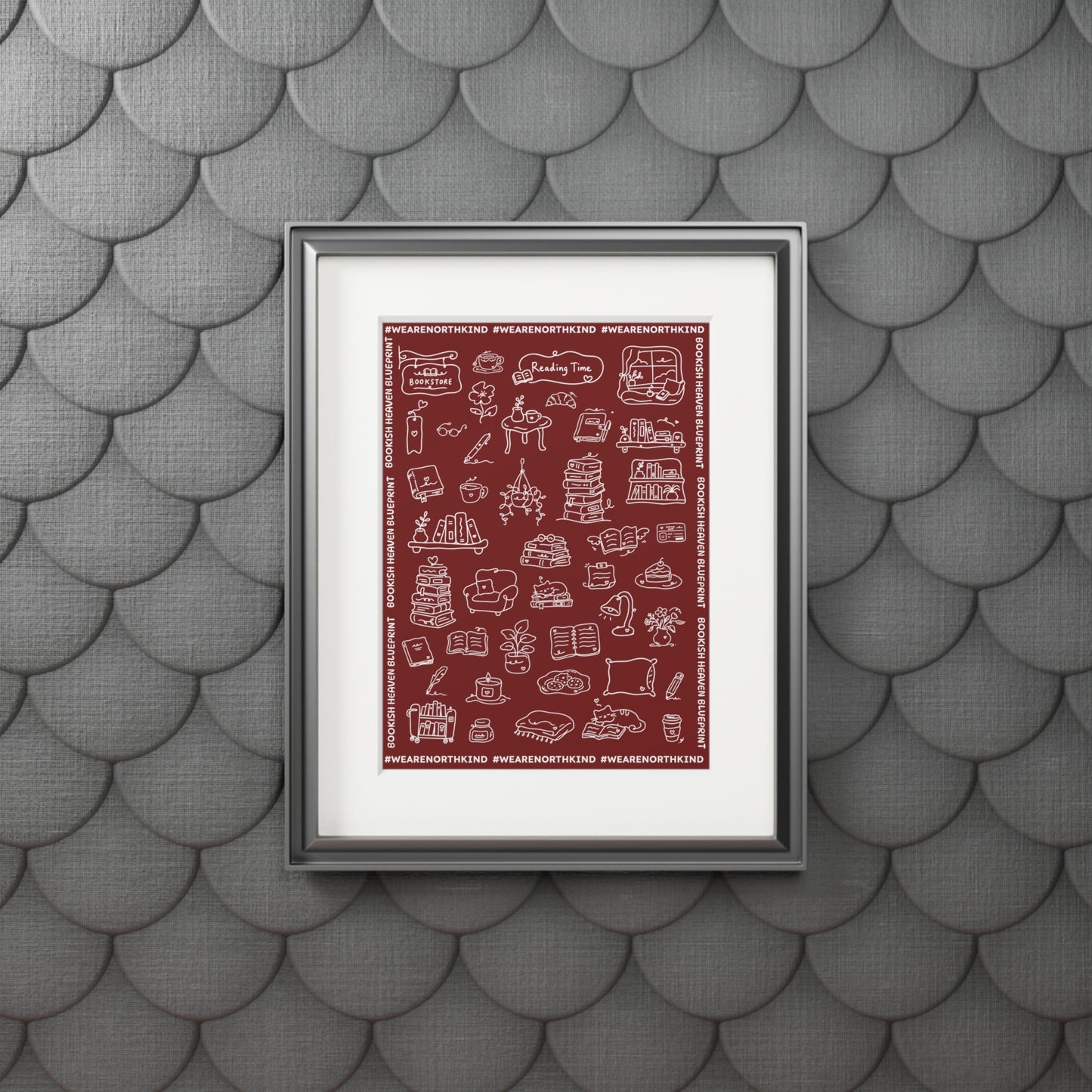 Fine Art Print — "Deep Red Blueprint for Bookish Heaven"