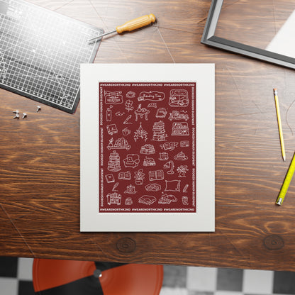 Fine Art Print — "Deep Red Blueprint for Bookish Heaven"