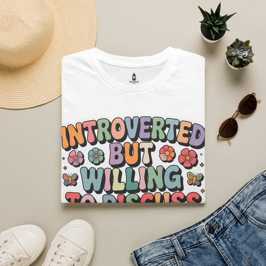 Introverted But Willing to Discuss Books T-Shirt — Retro Floral Book Lover Tee