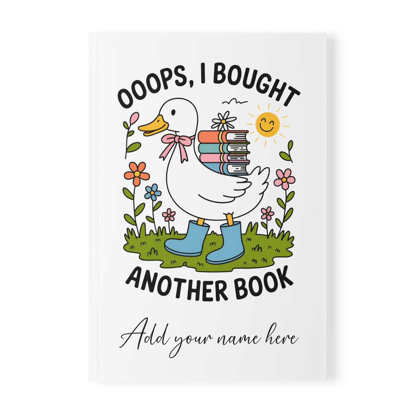 A5 Notebook — "Oops I Bought Another Book!" Illustrated Goose Carrying Books