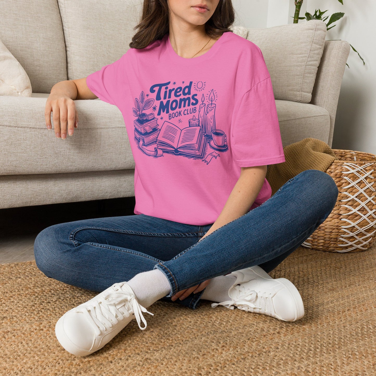 Tired Moms Club T-Shirt — Book, Coffee & Cozy Mom Life Tee