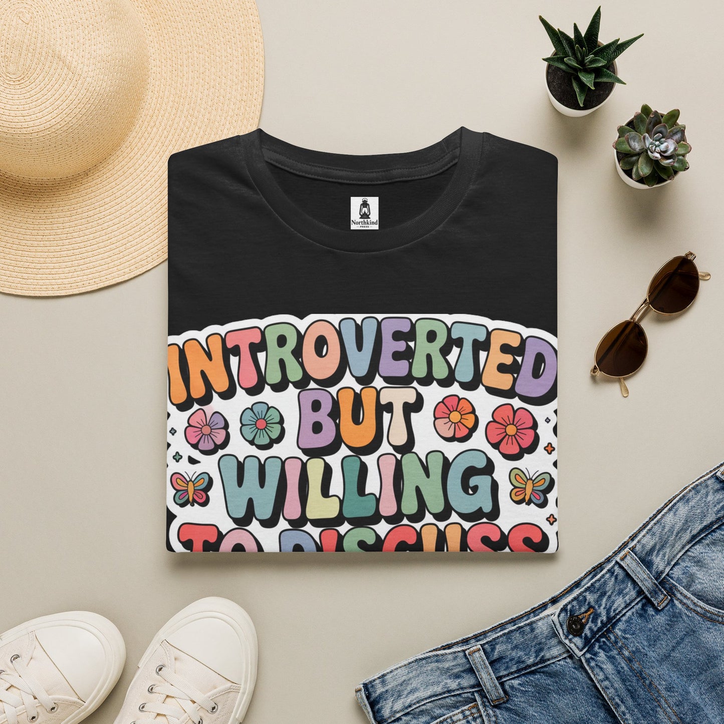 Introverted But Willing to Discuss Books T-Shirt — Retro Floral Book Lover Tee