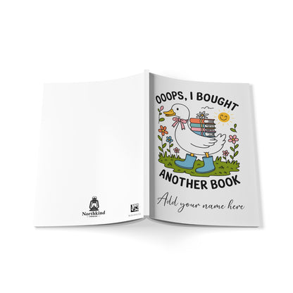 A5 Notebook — "Oops I Bought Another Book!" Illustrated Goose Carrying Books