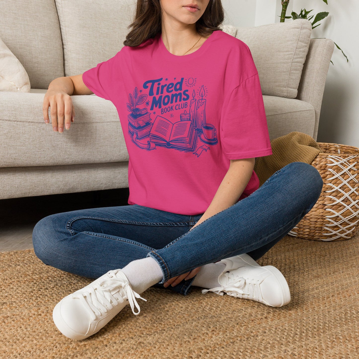 Tired Moms Club T-Shirt — Book, Coffee & Cozy Mom Life Tee