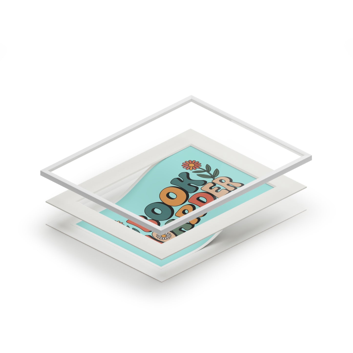 Book Hoarder Retro Floral Fine Art Print — Passepartout Wall Art