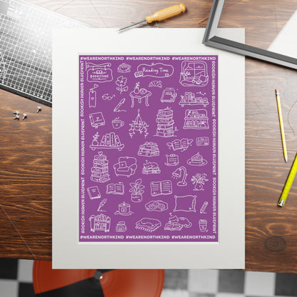 Fine Art Print — "Blueprint for Bookish Heaven" Passepartout Frame