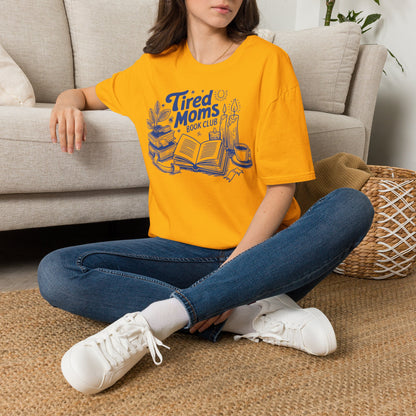 Tired Moms Club T-Shirt — Book, Coffee & Cozy Mom Life Tee