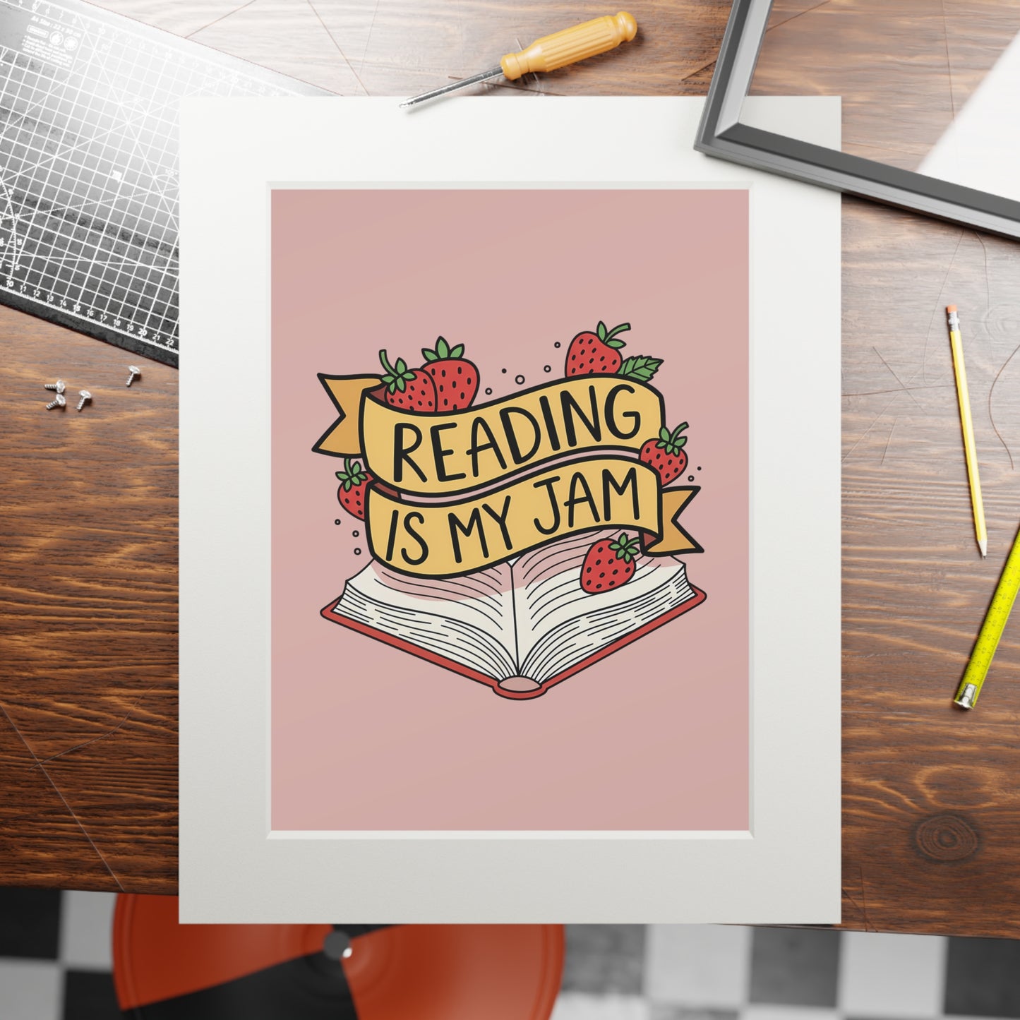 Reading Is My Jam Fine Art Print — Passepartout Framed Book Lover Wall Art