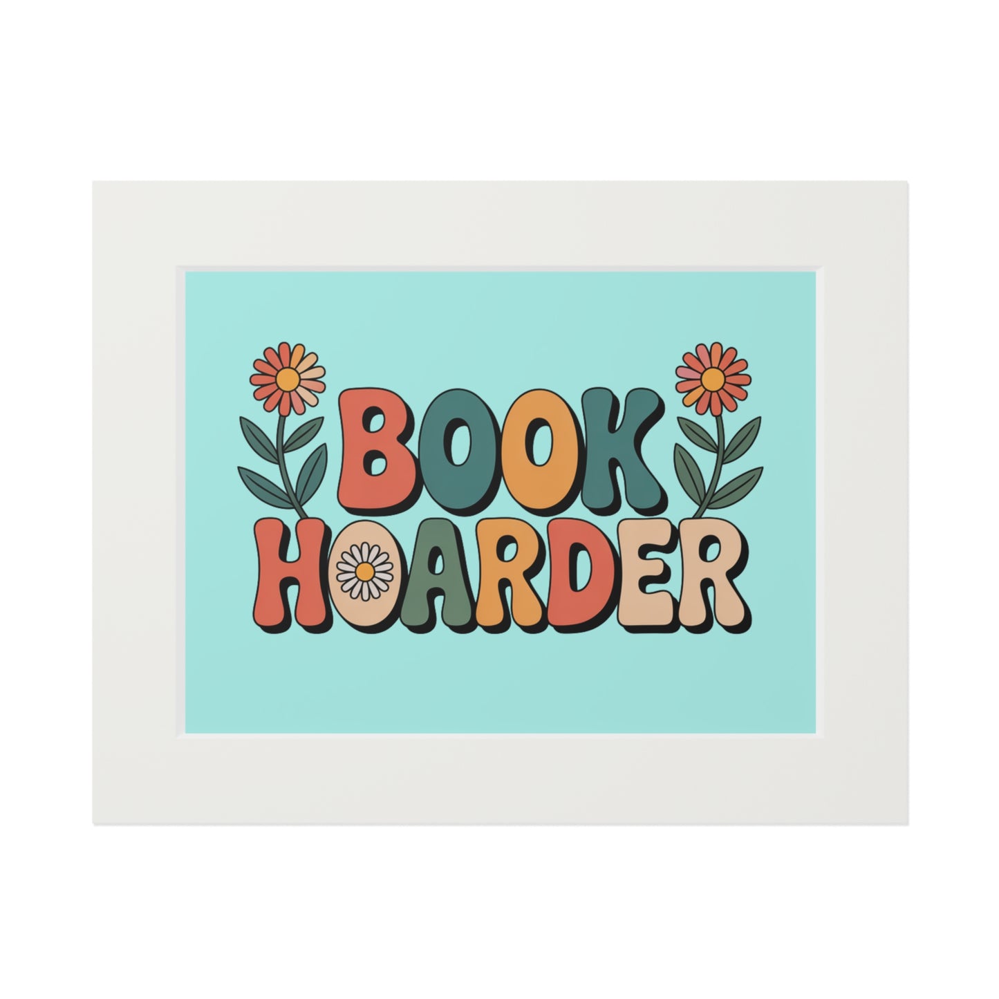 Book Hoarder Retro Floral Fine Art Print — Passepartout Wall Art