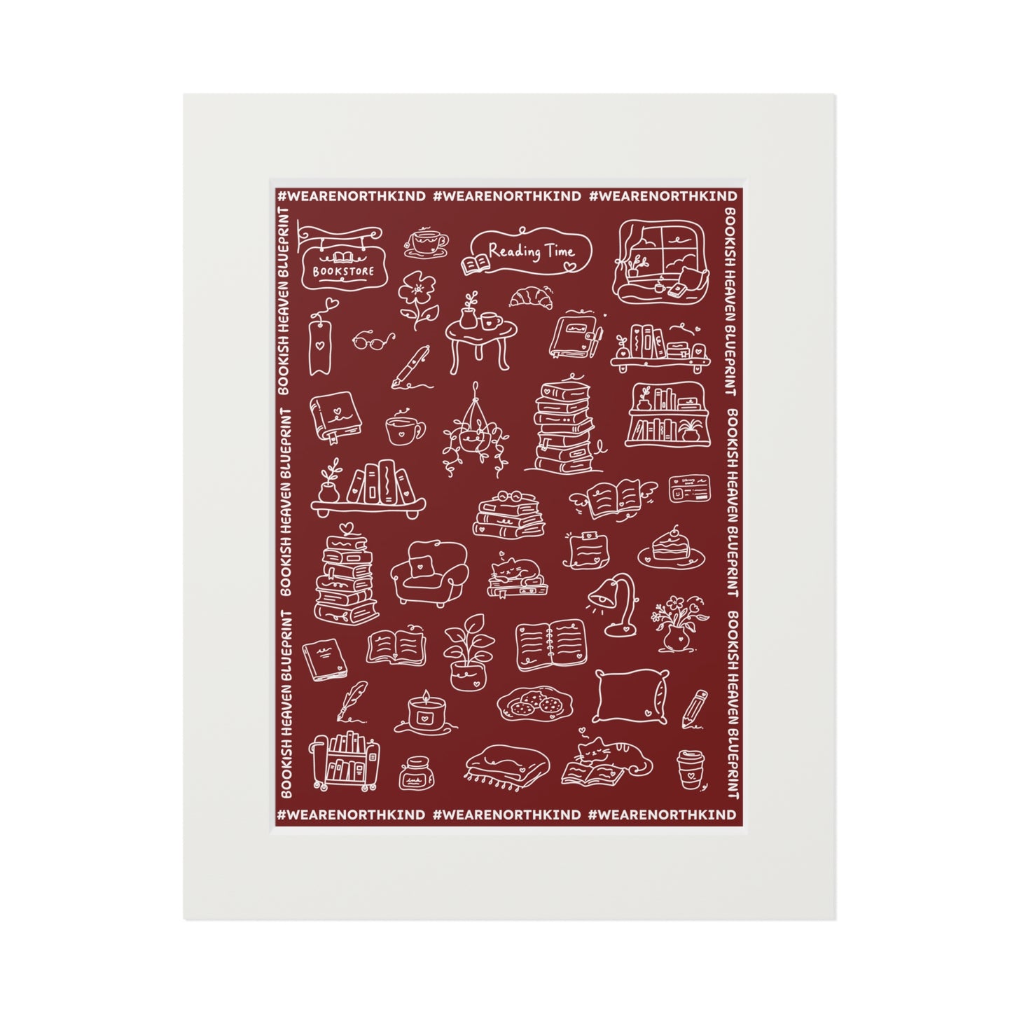 Fine Art Print — "Deep Red Blueprint for Bookish Heaven"
