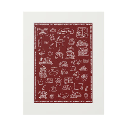 Fine Art Print — "Deep Red Blueprint for Bookish Heaven"