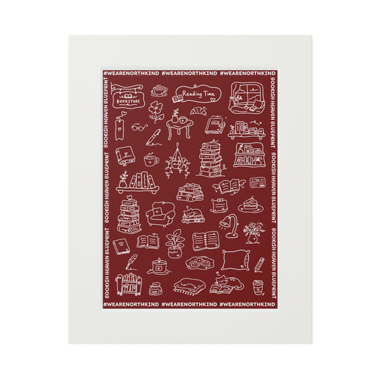 Fine Art Print — "Deep Red Blueprint for Bookish Heaven"