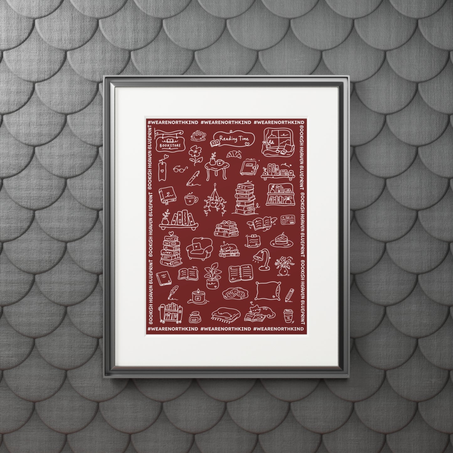 Fine Art Print — "Deep Red Blueprint for Bookish Heaven"