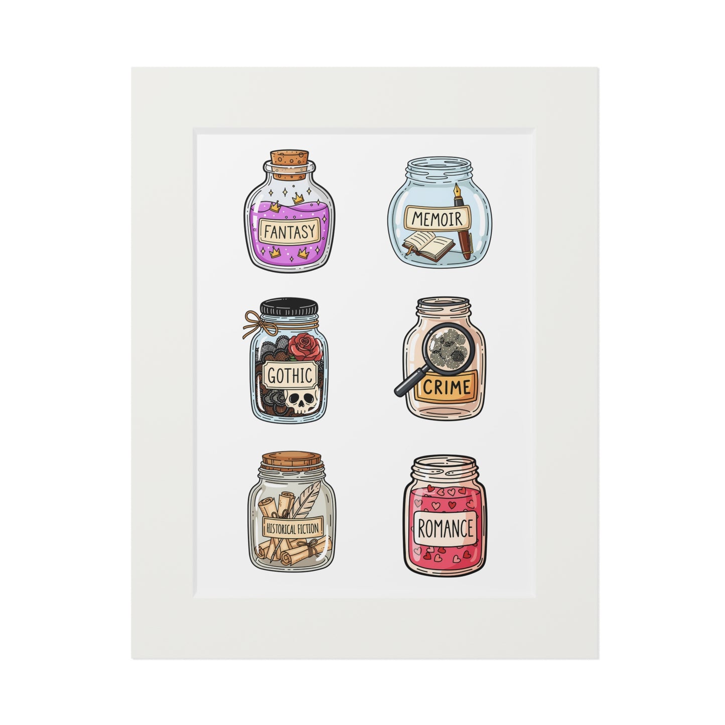 Book Genre Jar Art Print — Fine Art Print