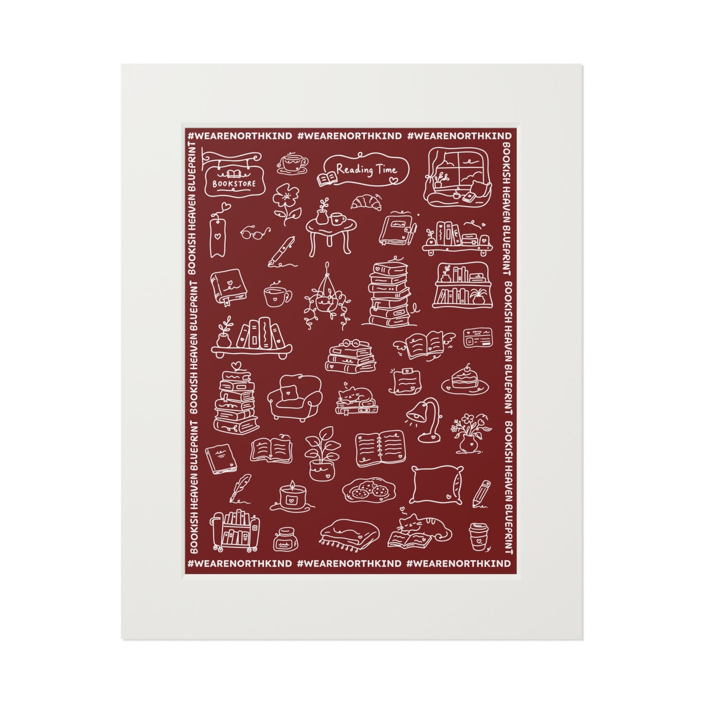 Fine Art Print — "Deep Red Blueprint for Bookish Heaven"