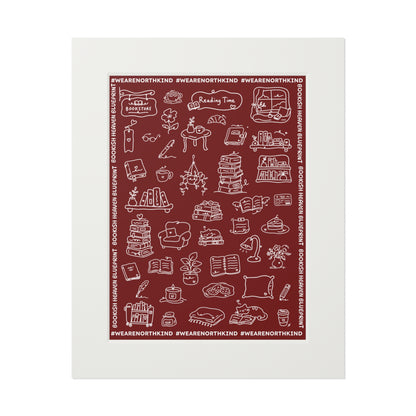 Fine Art Print — "Deep Red Blueprint for Bookish Heaven"