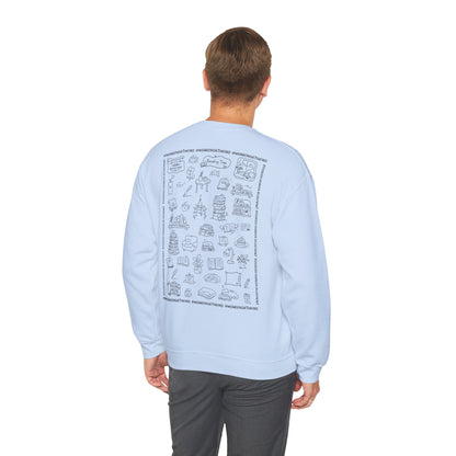 Book Lover Sweatshirt — "I Buy Books Like I’m Immortal" Skeleton Reading Crewneck - Back has Northkind's blueprint for bookish heaven