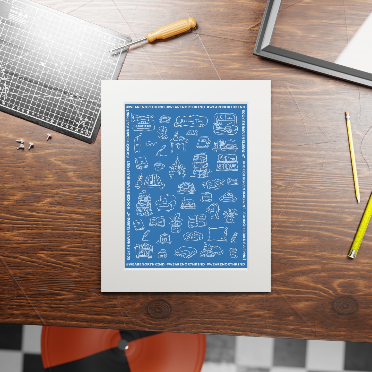 Bookish Heaven Fine Art Print — "Blueprint for Bookish Heaven" Passepartout