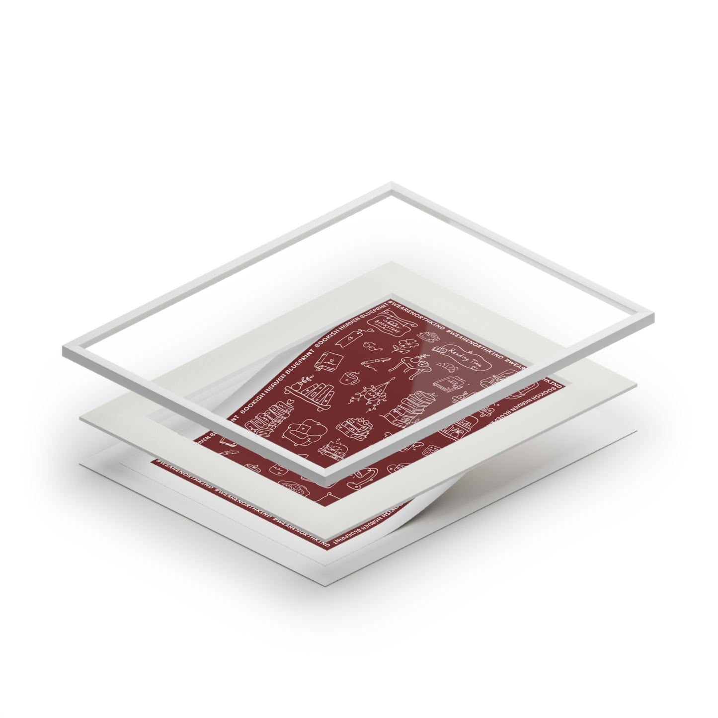 Fine Art Print — "Deep Red Blueprint for Bookish Heaven"
