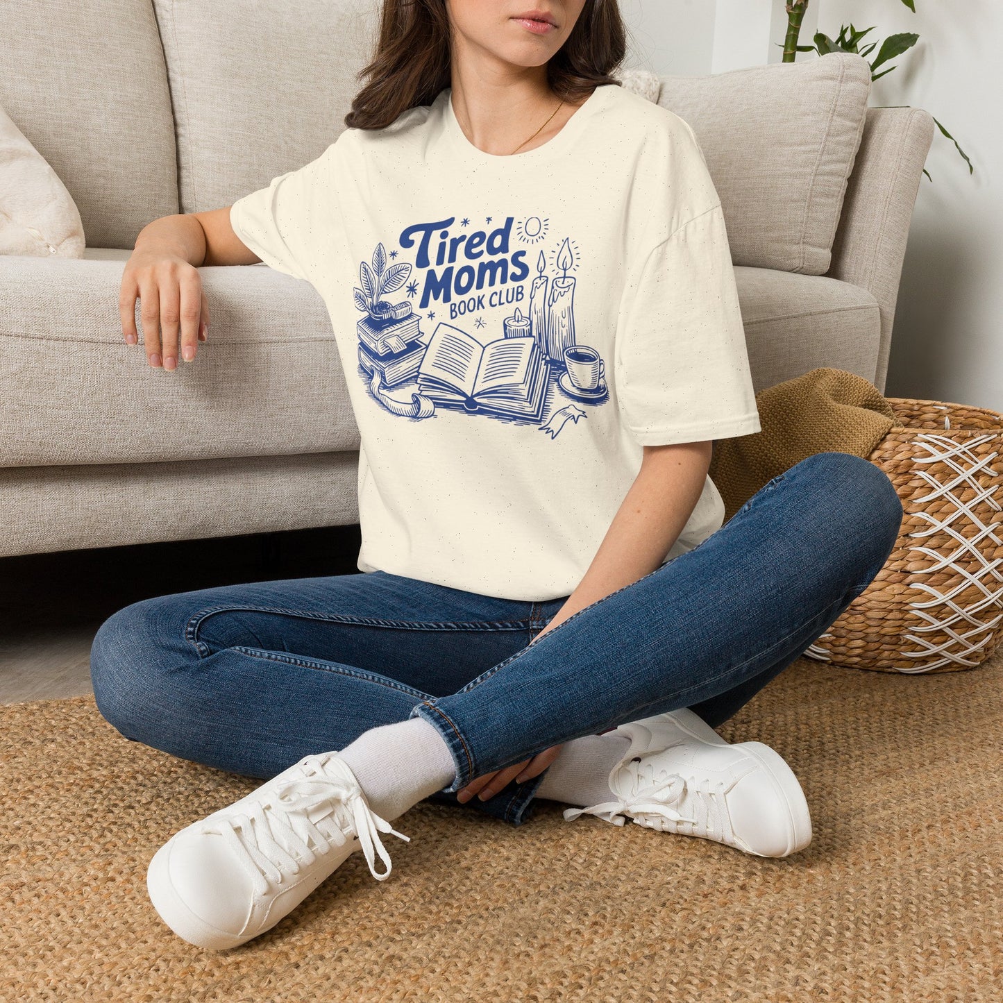 Tired Moms Club T-Shirt — Book, Coffee & Cozy Mom Life Tee
