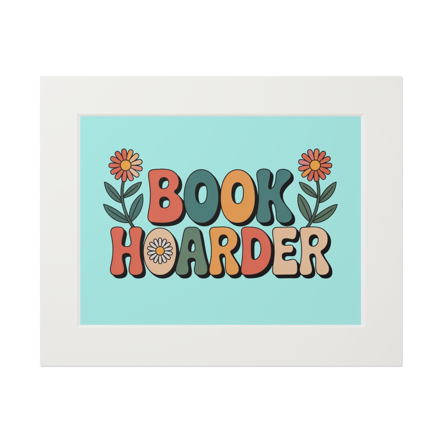 Book Hoarder Retro Floral Fine Art Print — Passepartout Wall Art