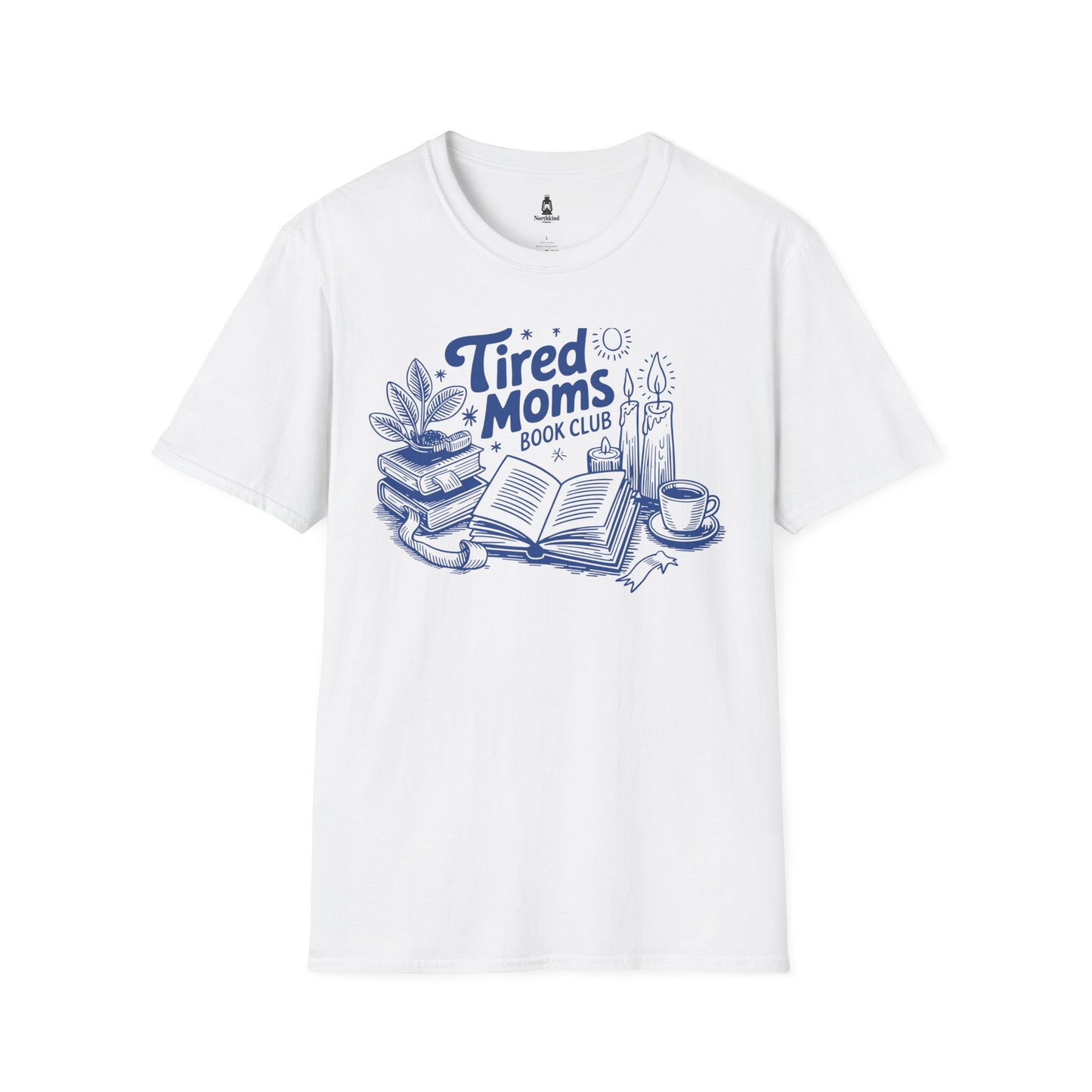 Tired Moms Club T-Shirt — Book, Coffee & Cozy Mom Life Tee