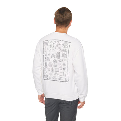 Book Lover Sweatshirt — "I Buy Books Like I’m Immortal" Skeleton Reading Crewneck - Back has Northkind's blueprint for bookish heaven