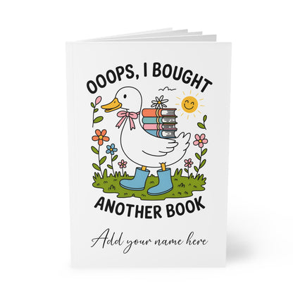 A5 Notebook — "Oops I Bought Another Book!" Illustrated Goose Carrying Books